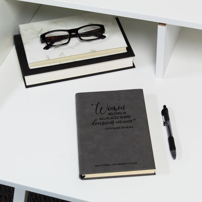 Personalized "All Women Belong..." RBG Quote Journal