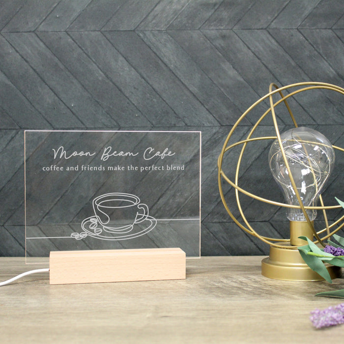 Custom "Coffee and Friends Make the Perfect Blend" Coffee Shop LED light