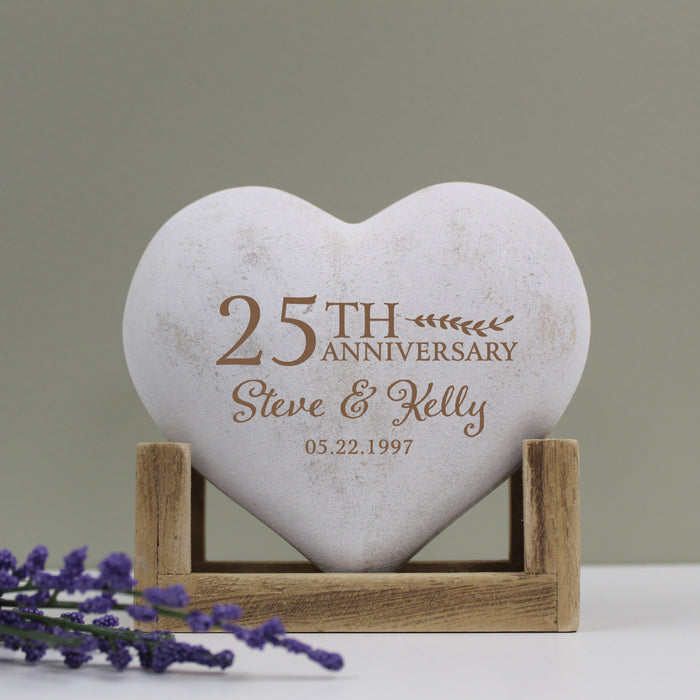 Personalized Anniversary Wooden Heart Display Plaque
