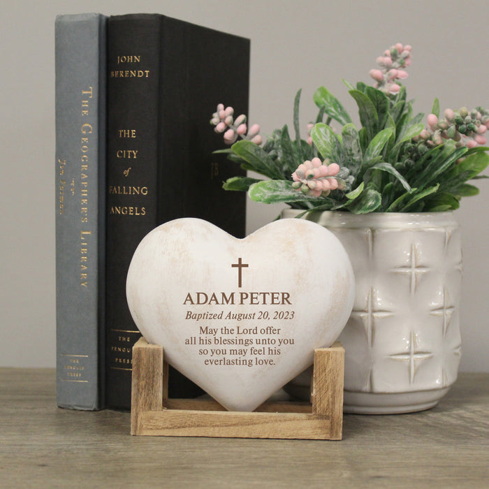 Personalized Baptism Wooden Heart Display Plaque