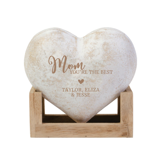 Personalized Best Mom Wood Heart Plaque