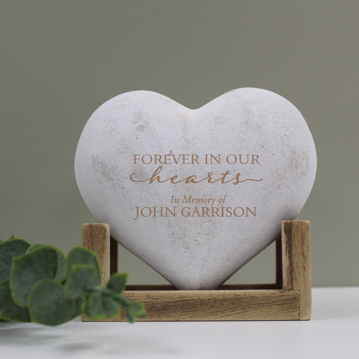 Personalized "Forever in Our Hearts" Memorial Wooden Heart Display Plaque