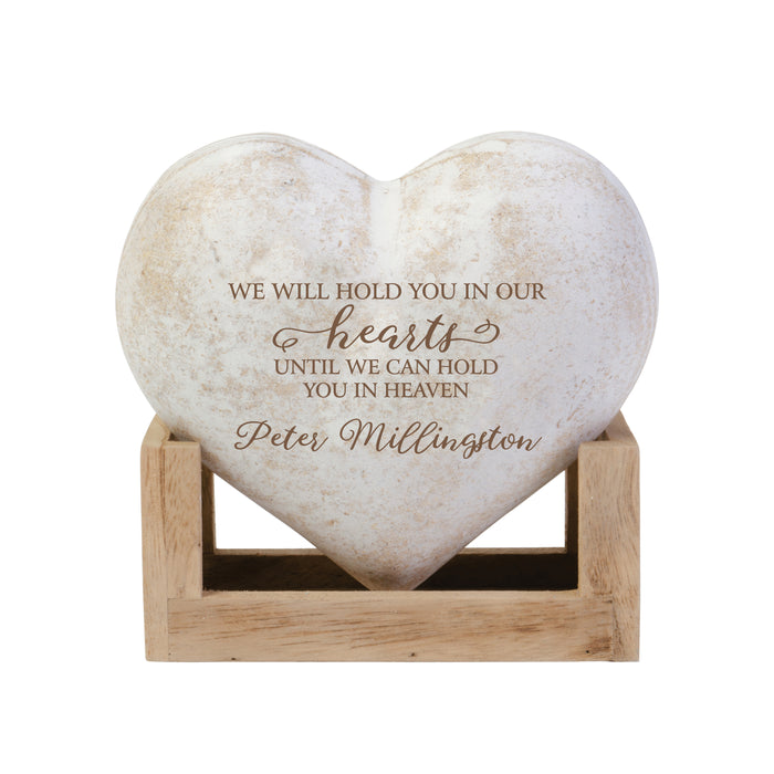 Personalized "Hold in Heaven" Memorial Wooden Heart Display Plaque