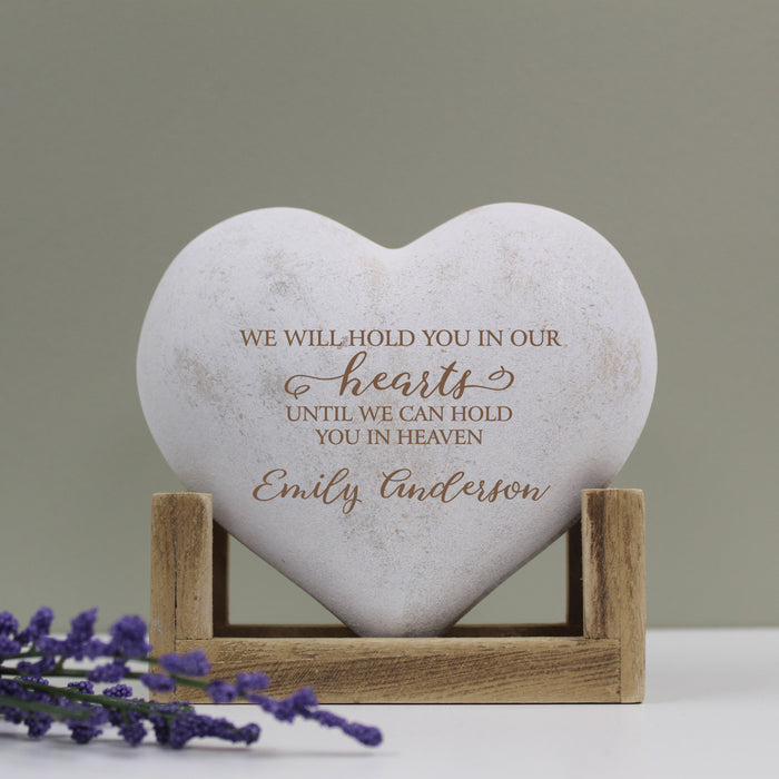 Personalized "Hold in Heaven" Memorial Wooden Heart Display Plaque