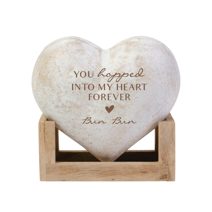 Personalized Bunny Memorial Wooden Heart Display Plaque