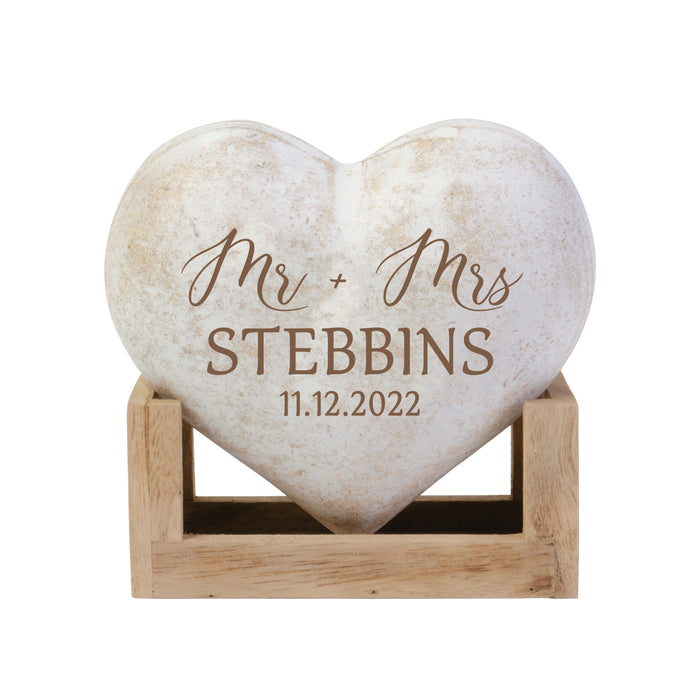 Personalized "Mr and Mrs" Wooden Heart Display Plaque