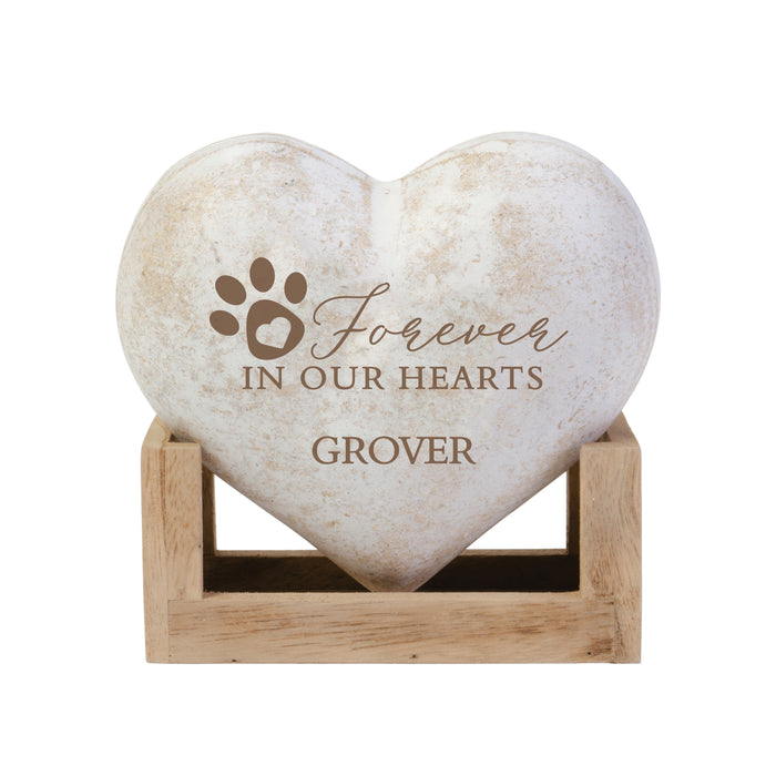 Personalized Pet "Forever in Our Heart" Memorial Wooden Heart Display Plaque