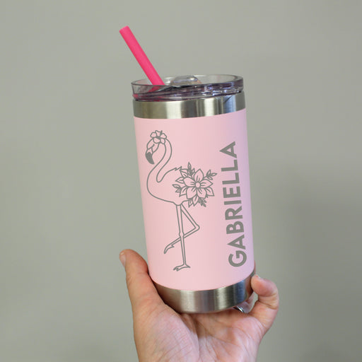 Pink Holographic Personalized Tumbler Cup , Butterfly Tumbler