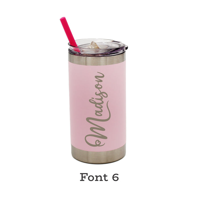 Personalized Tumbler with Lid and Straw, Name Tumbler, Personalized  Stainless Steel Tumbler, Kid Tumbler, 16oz or 20oz Tumbler, Pink Pastel