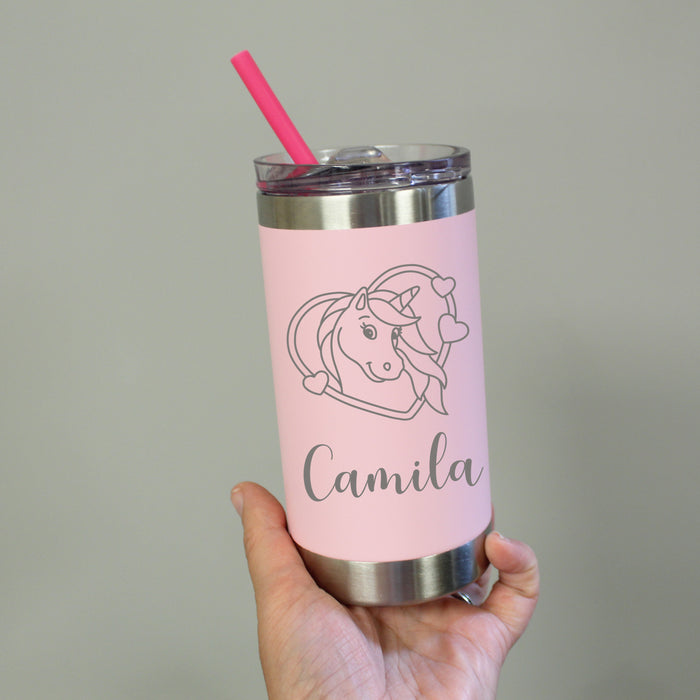 Personalized unicorn tumbler gift for kids