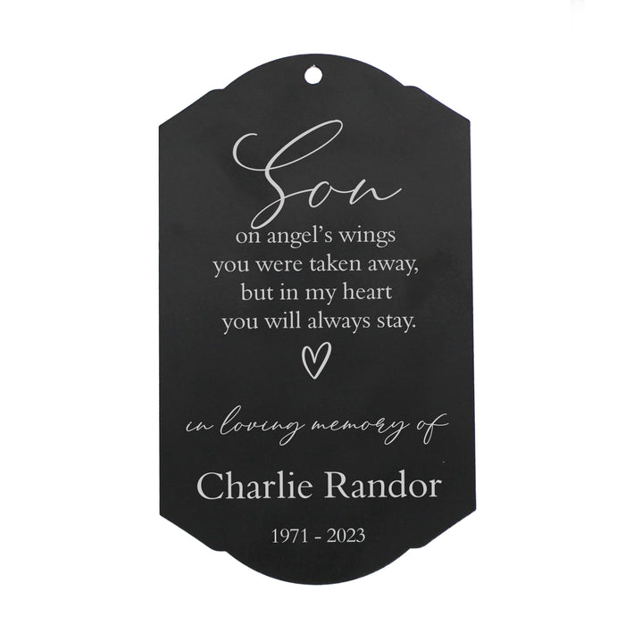 Personalized "Son, On Angel Wings..." Memorial Garden Stake