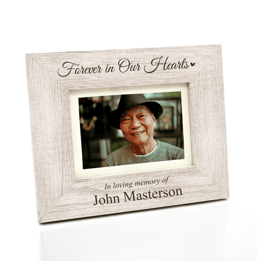 White 5x7 / Horizontal Personalized Forever In Our Hearts Memorial Picture Frame