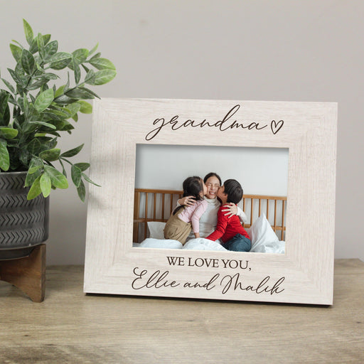 Rustic White / Horizontal Personalized "Grandma" Picture Frame