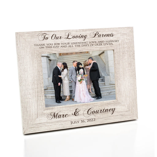 White / Horizontal Personalized "To Our Loving Parents" Wedding Picture Frame