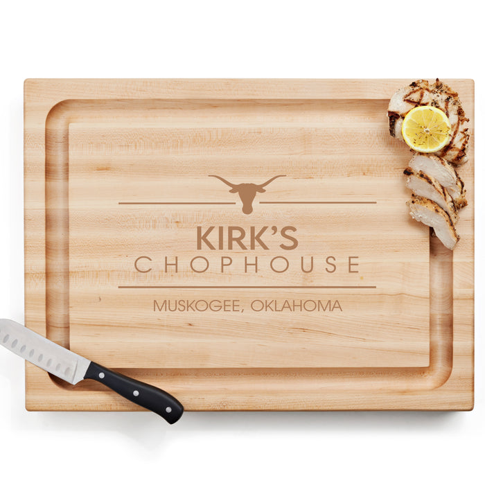 Personalized Chophouse Butcher Block Cutting Board in Maple