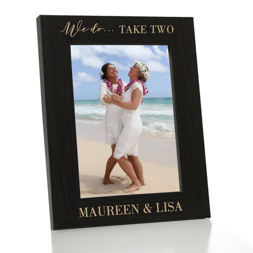 Personalized vow renewal wedding picture frame.