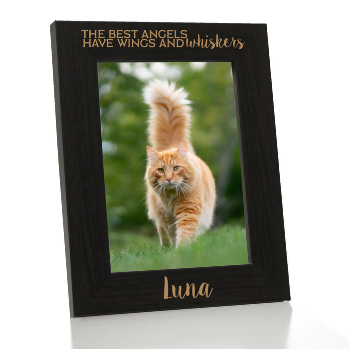 Personalized "Angels Have Wings & Whiskers" Cat Memorial Picture Frame