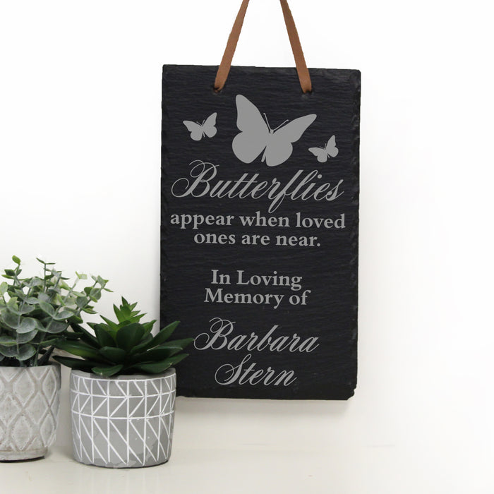 Personalized Butterfly Memorial Slate Garden Sign