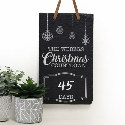 Personalized Christmas countdown slate wall sign.