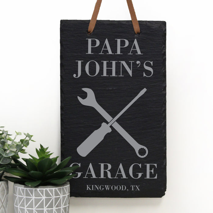 Personalized Dad's Garage Slate Sign