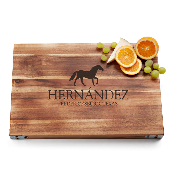 Personalized Horse Cutting Board in Acacia Wood