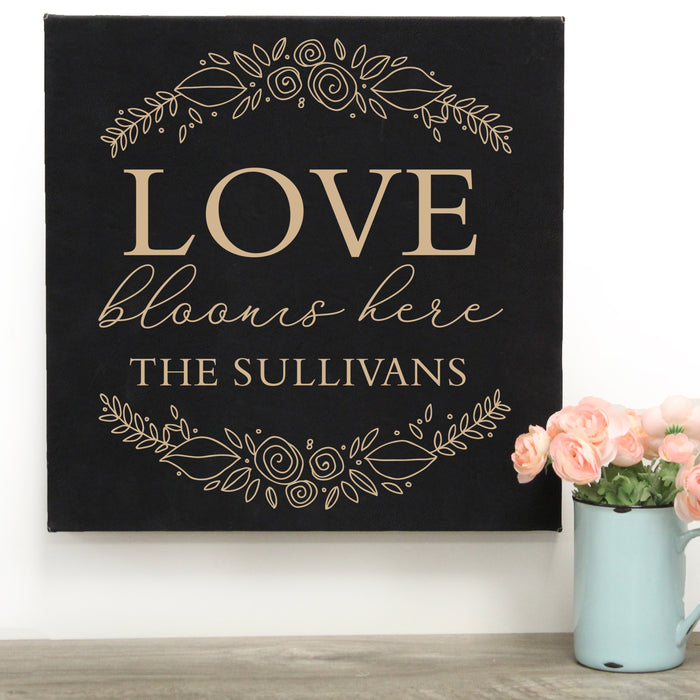 Personalized "Love Blooms Here" Wall Sign