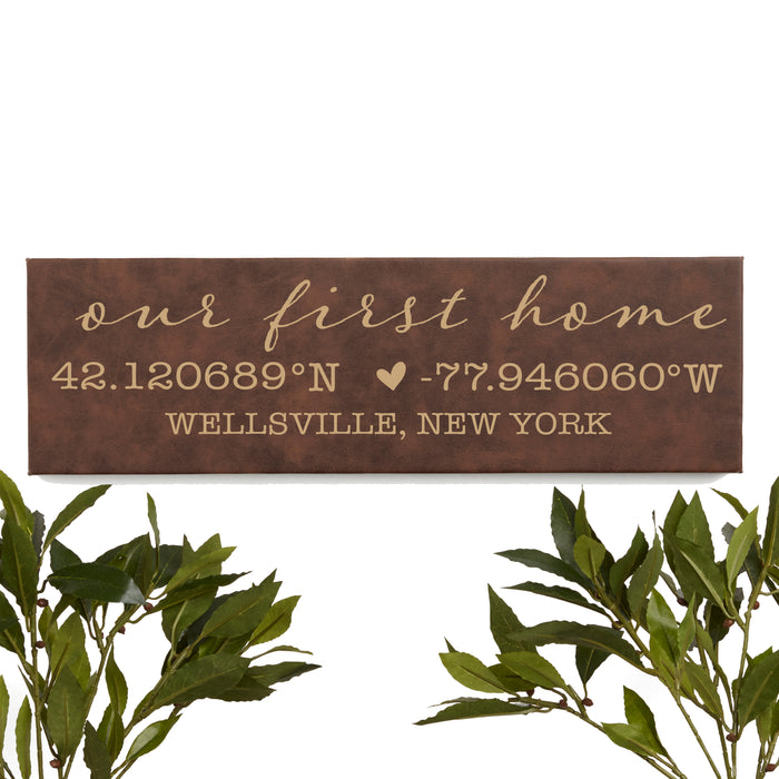 Personalized Our First Home Coordinates Wall Sign