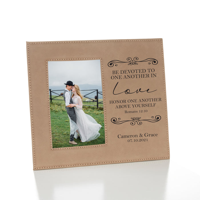 Personalized Romans 12:10 Religious Wedding Picture Frame