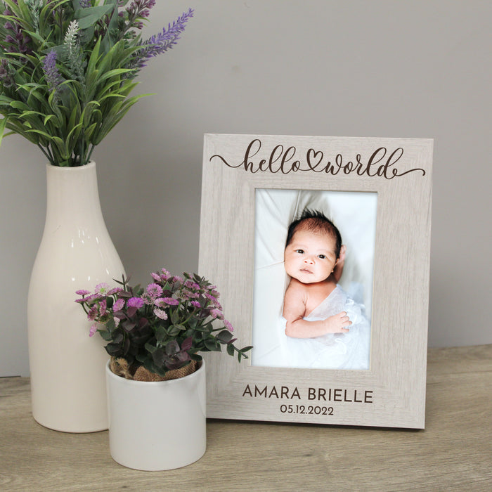 Personalized "Hello World" Baby Picture Frame