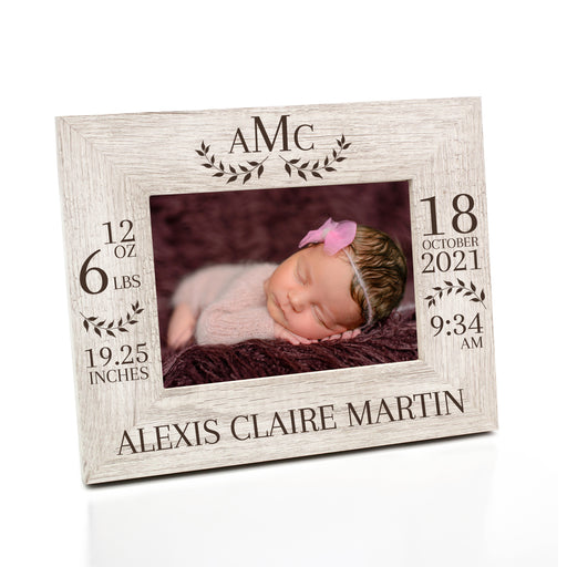 Monogrammed Baby Information Picture Frame