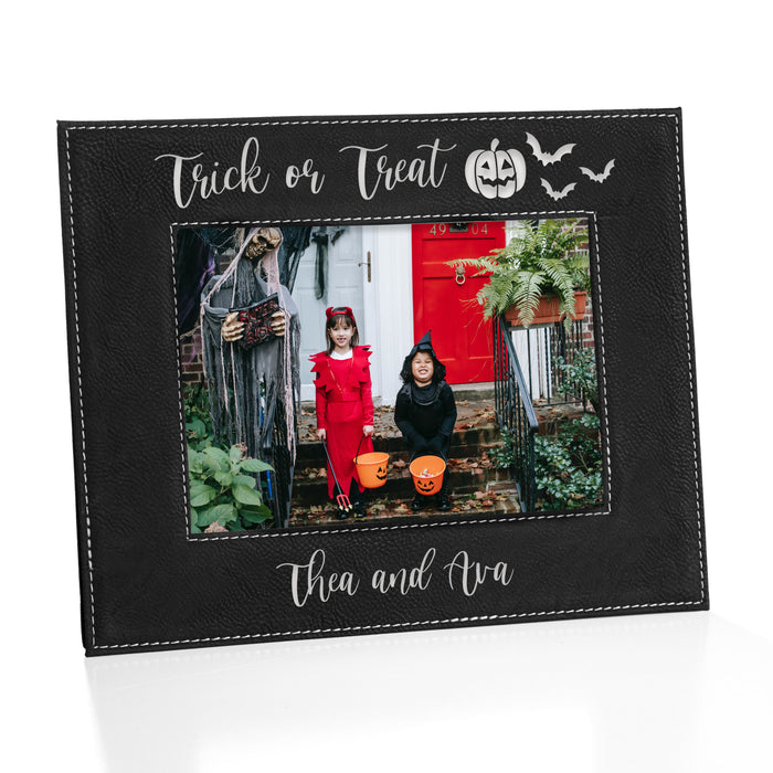 Personalized halloween trick or treat picture frame.