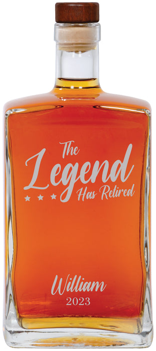 Personalized The Legend Has Retired Whiskey Decanter