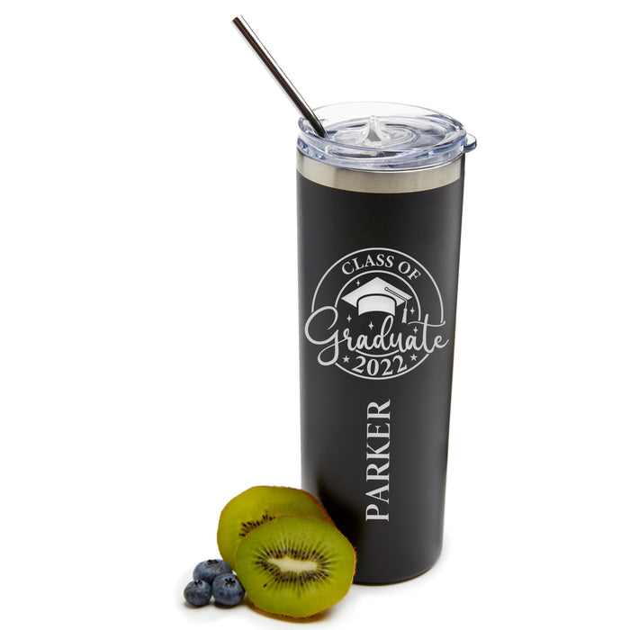 Personalized Graduation Skinny Stainless Tumbler with Straw