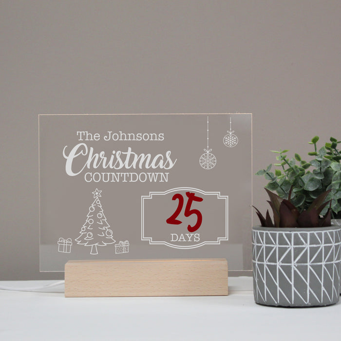 Personalized Christmas Countdown Dry Erase LED Light
