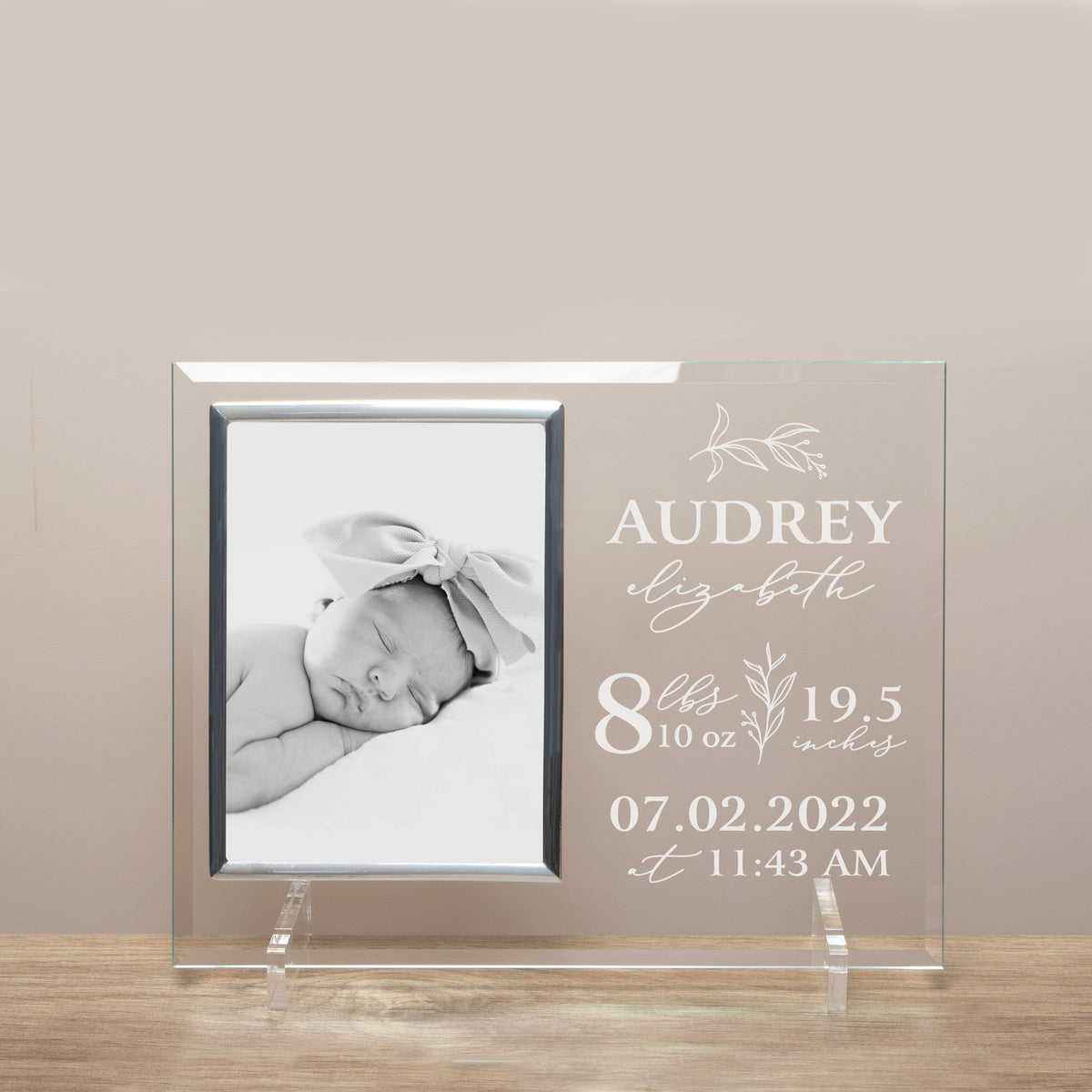 Personalized Baby Birth Stats Glass Picture Frame — 28 Collective