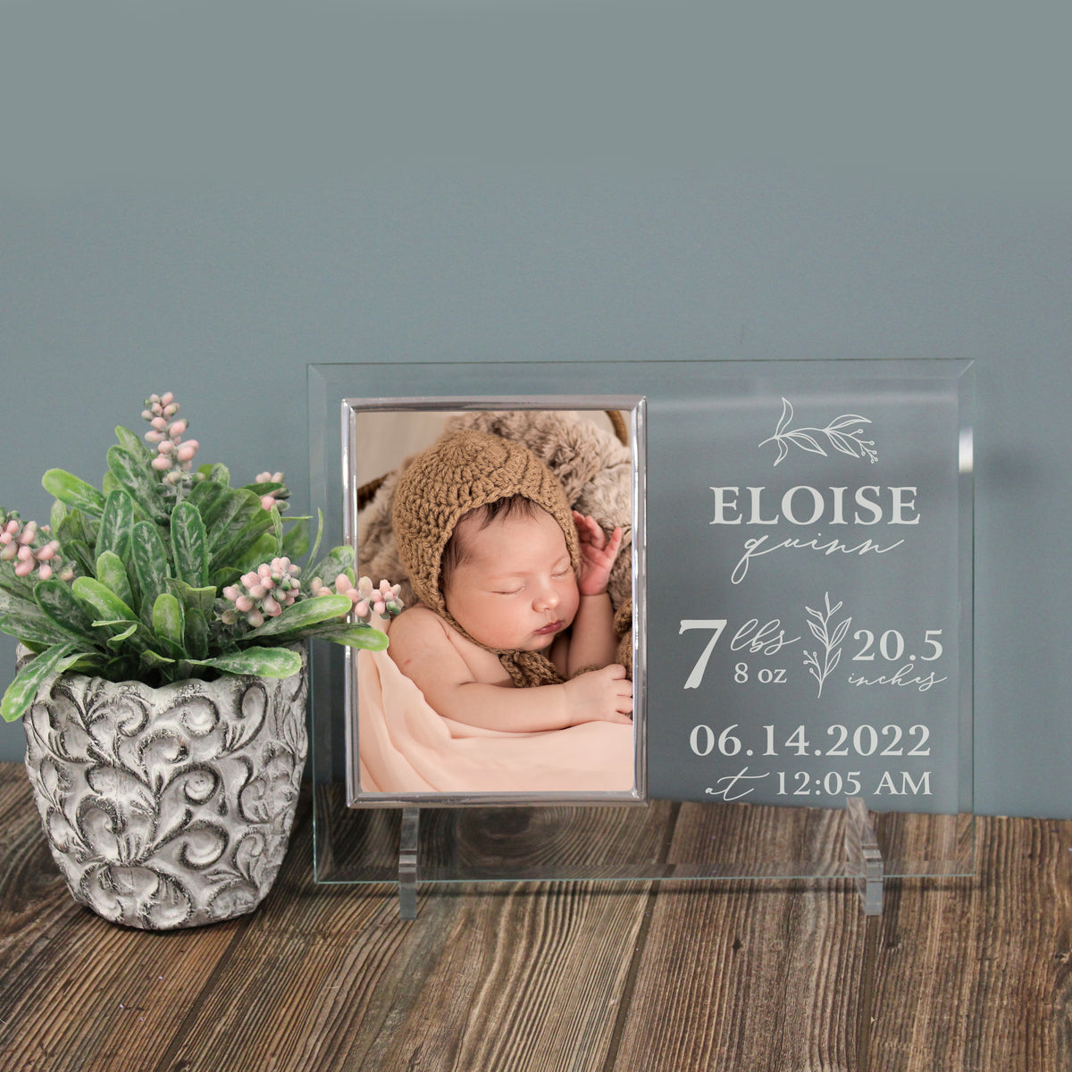 Personalized Baby Birth Stats Glass Picture Frame — 28 Collective