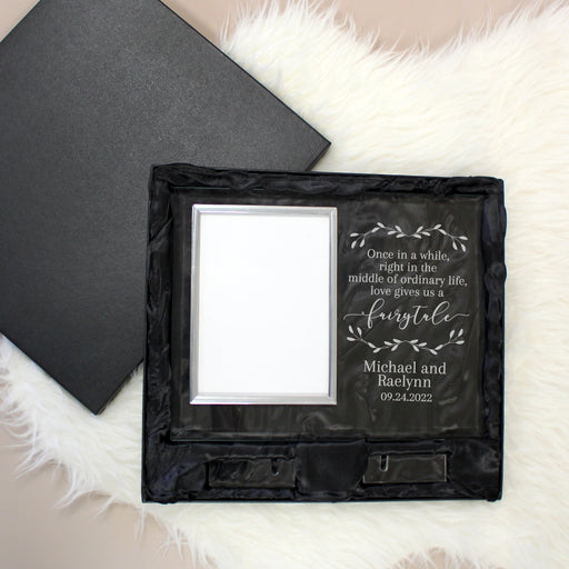 Personalized Paw Prints on Heart Pet Memorial Glass Picture Frame