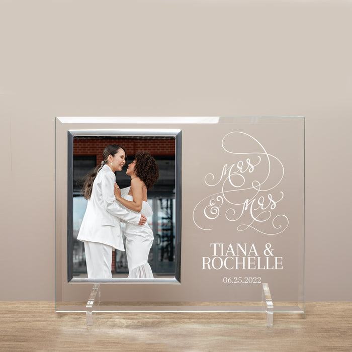 Personalized Mrs & Mrs Glass Picture Frame
