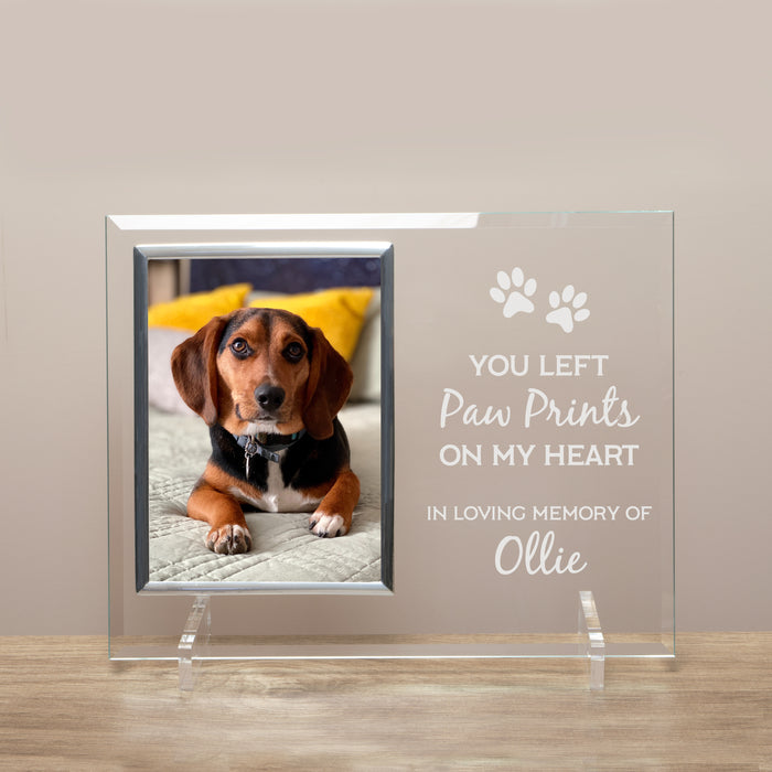 Personalized Paw Prints on Heart Pet Memorial Glass Picture Frame — 28  Collective