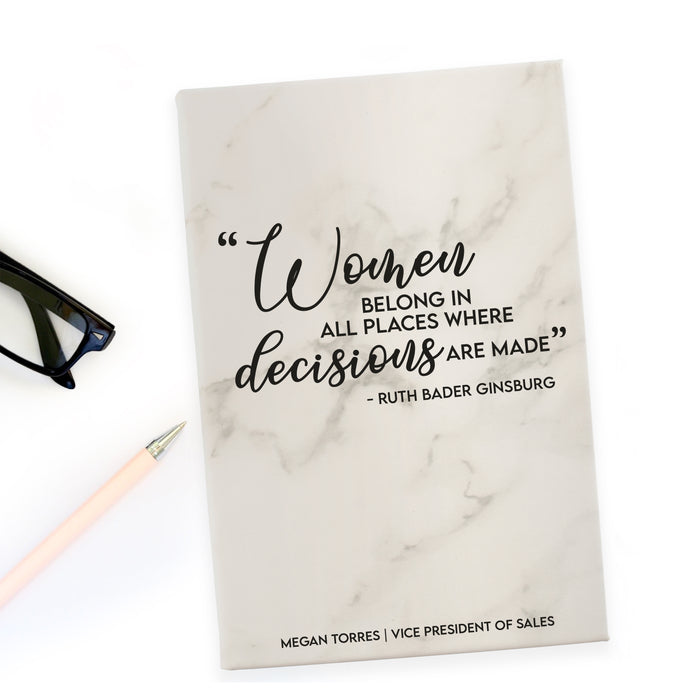 Personalized "All Women Belong..." RBG Quote Journal