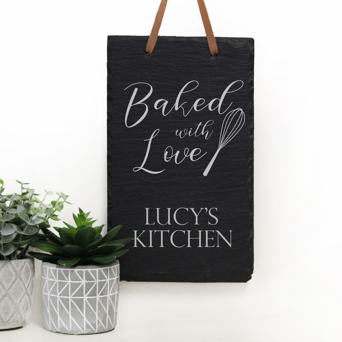 Personalized "Baked with Love" Slate Kitchen Sign