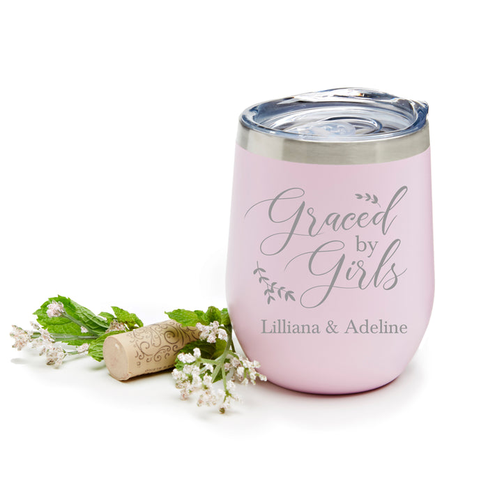 Personalized "Graced by Girls" Stainless Wine Tumbler