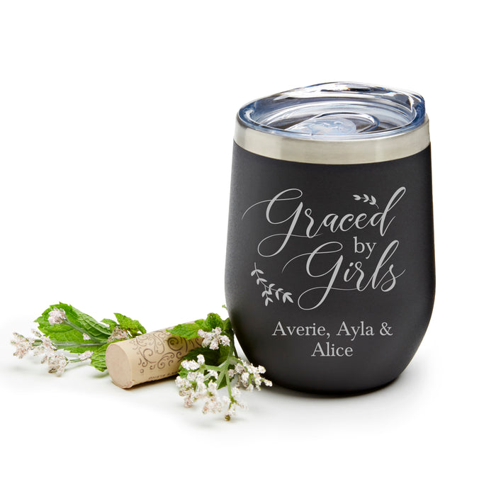 Personalized "Graced by Girls" Stainless Wine Tumbler