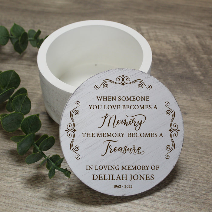 Personalized "Memory Becomes a Treasure" Memorial Keepsake Box