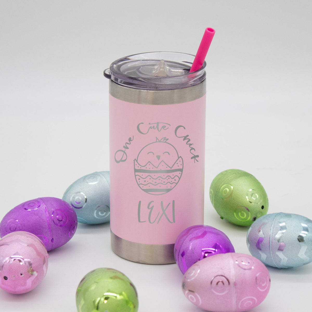 Custom Easter Bunny Double Wall Tumbler with Straw (Personalized