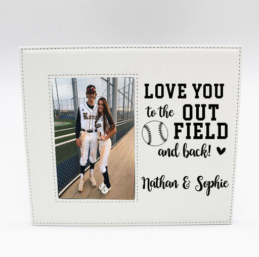 White Personalized "Love You to the Outfield and Back" Baseball Picture Frame