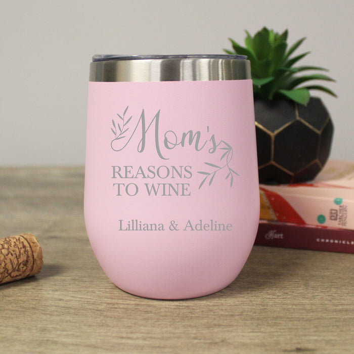 Personalized "Mom's Reasons to Wine" Mother's Day Wine Tumbler