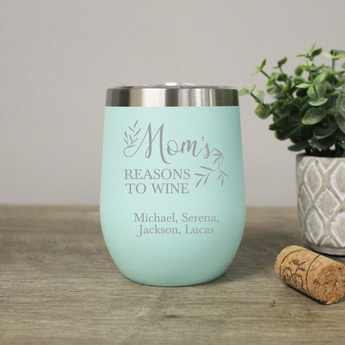 Personalized "Mom's Reasons to Wine" Mother's Day Wine Tumbler